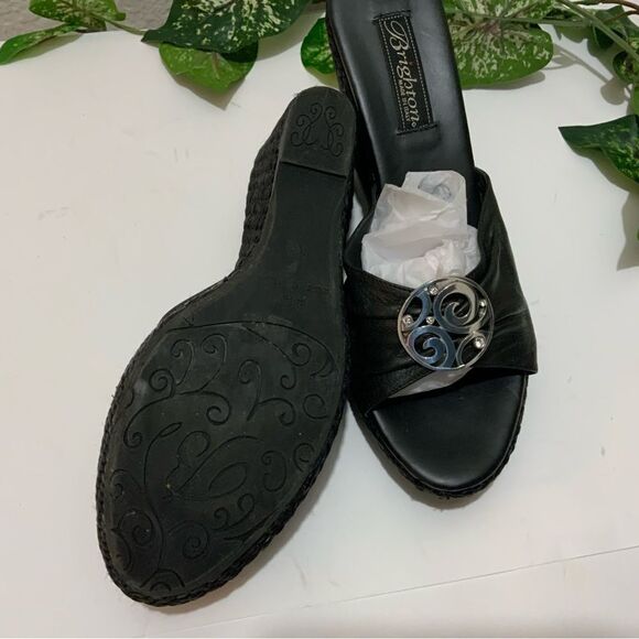 Italian Brighton heel metallic leather Siren wedge black - Picture 10 of 14